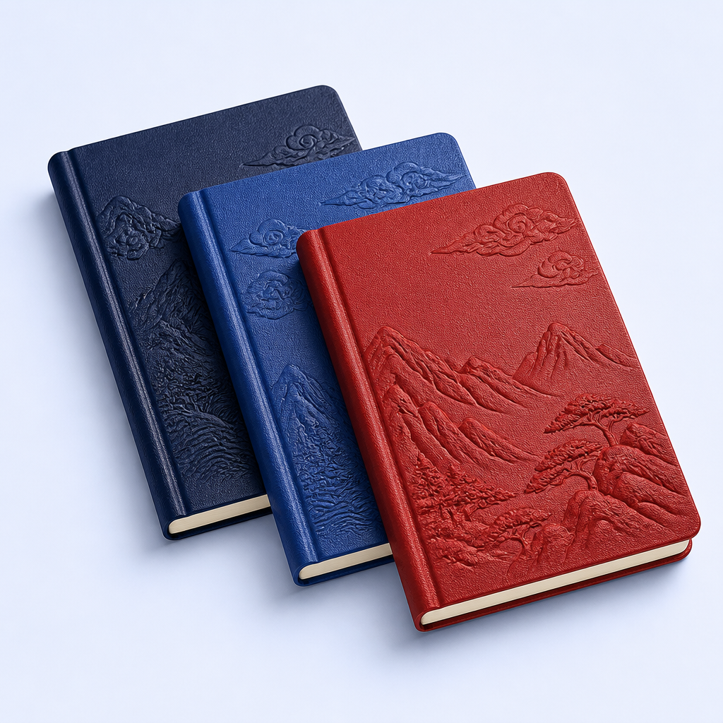 STANDARD GIFTS Custom Oriental Aesthetic Journal - 3D Embossed Hardcover Lay-Flat Notebook for Writing & Sketching