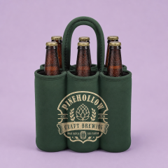 Custom Neoprene 6-Pack Beer Bottle & Can Cooler Carrier Tote with Handle Wholesale