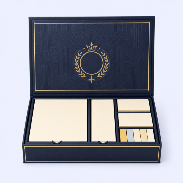 Custom Corporate Anniversary Sticky Notes - Deluxe Gift Box Memo Pads Set - STANDARD GIFTS
