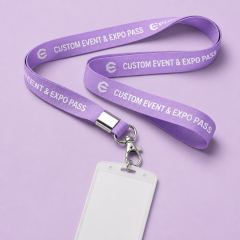 Custom Twill Polyester Lanyard with Silkscreen Logo & ID Badge Holder Set