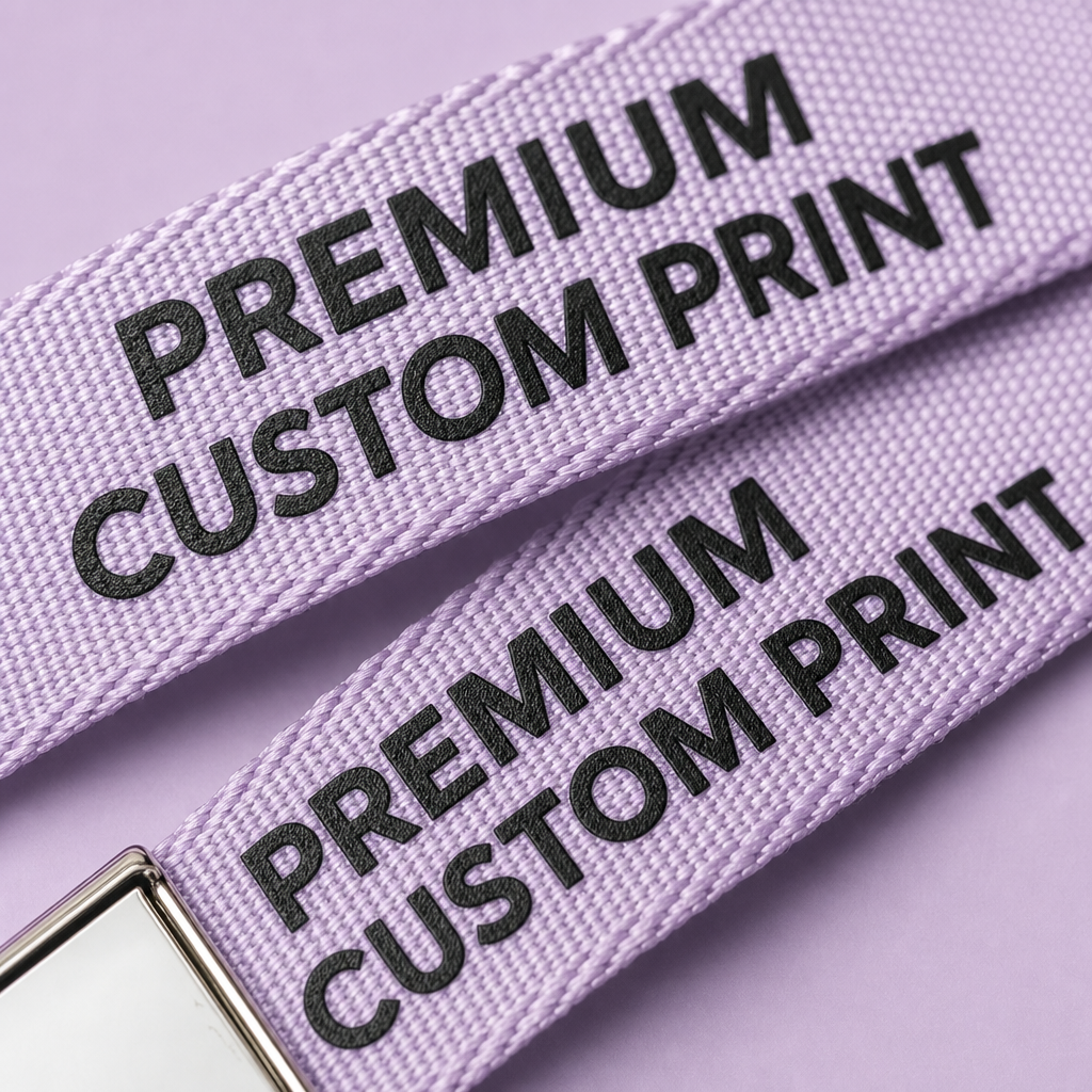 Custom Twill Polyester Lanyard with Silkscreen Logo & ID Badge Holder Set