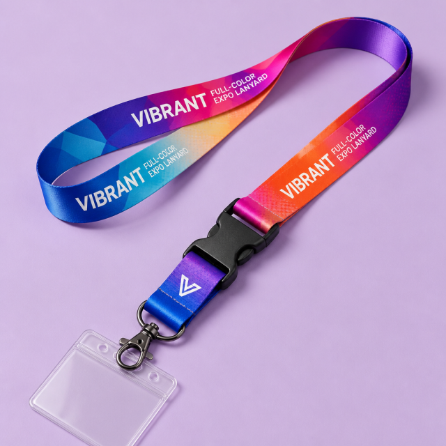 Custom Full-Color Dye-Sublimation Satin Lanyard with Quick-Release Buckle & ID Set