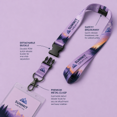 Custom Full-Color Dye-Sublimation Satin Lanyard with Quick-Release Buckle & ID Set