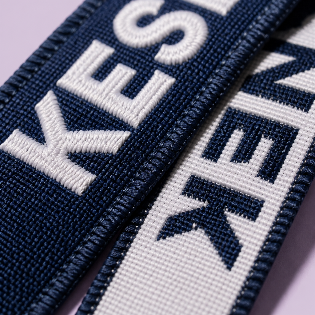 Custom High-Definition Woven Jacquard Lanyard with Metal Crimp & ID Holder Set