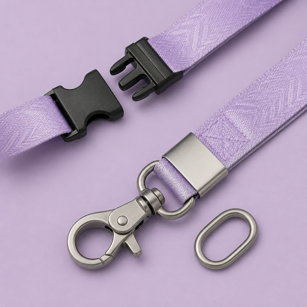 Custom High-Definition Woven Jacquard Lanyard with Metal Crimp & ID Holder Set