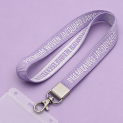 Custom High-Definition Woven Jacquard Lanyard with Metal Crimp & ID Holder Set