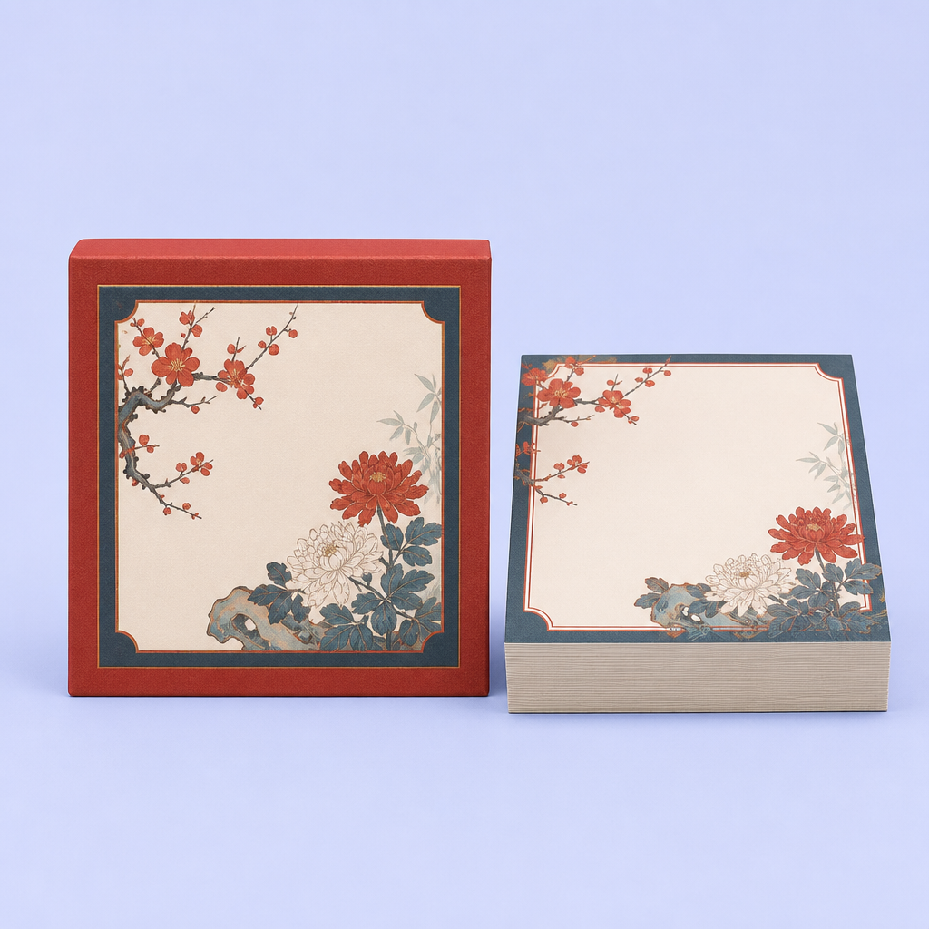 Custom Embossed Memo Pads - Aesthetic Oriental Stationery Gift Set - STANDARD GIFTS