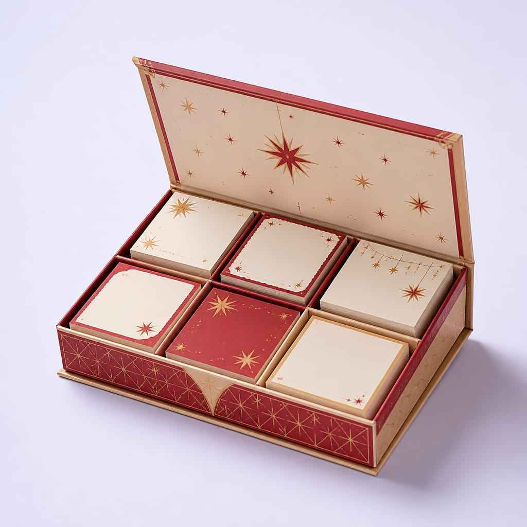 Custom Holiday Gift Mini Sticky Note Set - Festive Boxed Memo Pads - STANDARD GIFTS