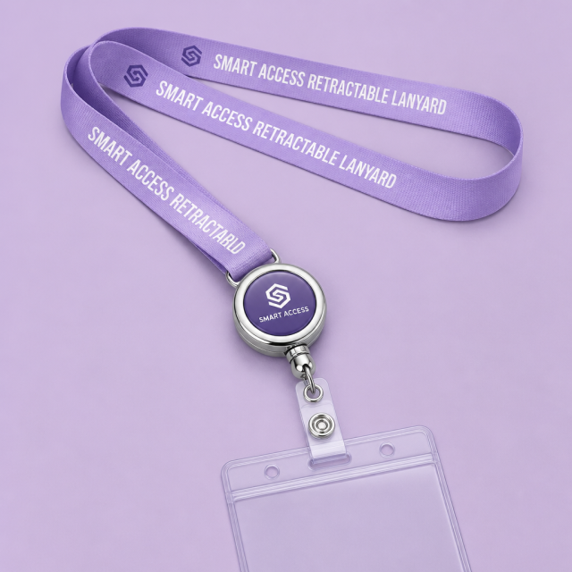 Custom Retractable Badge Reel Lanyard with 3D Epoxy Logo & ID Holder Set