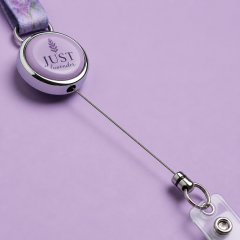 Custom Retractable Badge Reel Lanyard with 3D Epoxy Logo & ID Holder Set