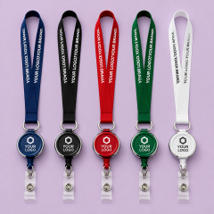 Custom Retractable Badge Reel Lanyard with 3D Epoxy Logo & ID Holder Set