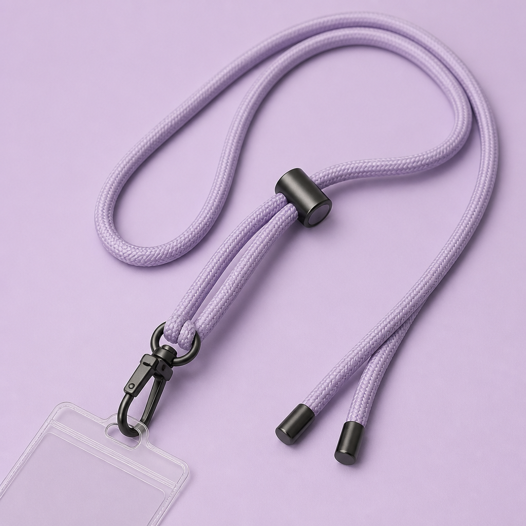 Custom Tactical Braided Round Cord Lanyard with Adjustable Slider & ID Badge Set