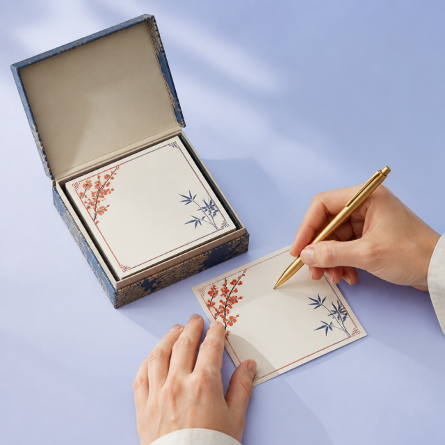 Custom Embossed Memo Pads - Aesthetic Oriental Stationery Gift Set - STANDARD GIFTS
