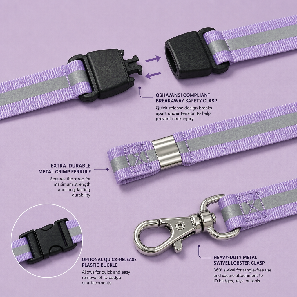 Custom High-Visibility Reflective Safety Lanyard with ID Badge Holder Set