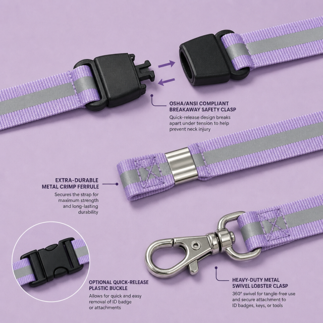 Custom High-Visibility Reflective Safety Lanyard with ID Badge Holder Set