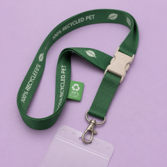 Custom Eco-Friendly RPET Recycled Polyester Lanyards with ID Badge Holder Set