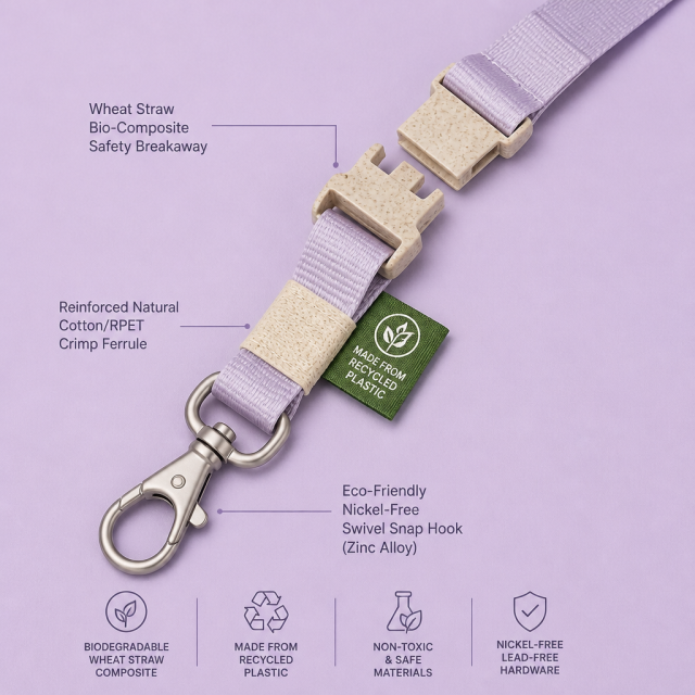 Custom Eco-Friendly RPET Recycled Polyester Lanyards with ID Badge Holder Set