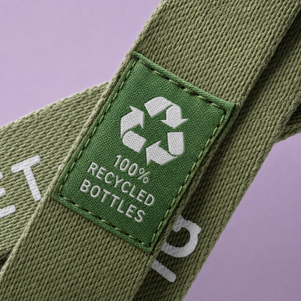 Custom Eco-Friendly RPET Recycled Polyester Lanyards with ID Badge Holder Set