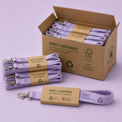 Custom Eco-Friendly RPET Recycled Polyester Lanyards with ID Badge Holder Set