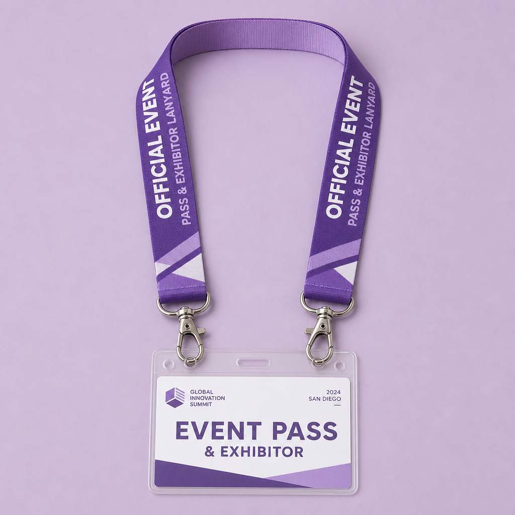 Custom Dual-Hook Anti-Twist Convention Lanyards with Clear Event Badge Pouch Set