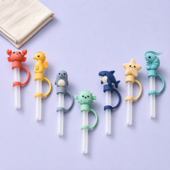Custom Sea Life Silicone Straw Covers for Stanley Cup 30 & 40 oz · 3D Animal Straw Toppers Wholesale