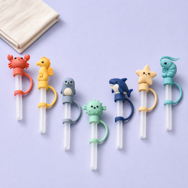 Custom Sea Life Silicone Straw Covers for Stanley Cup 30 & 40 oz · 3D Animal Straw Toppers Wholesale