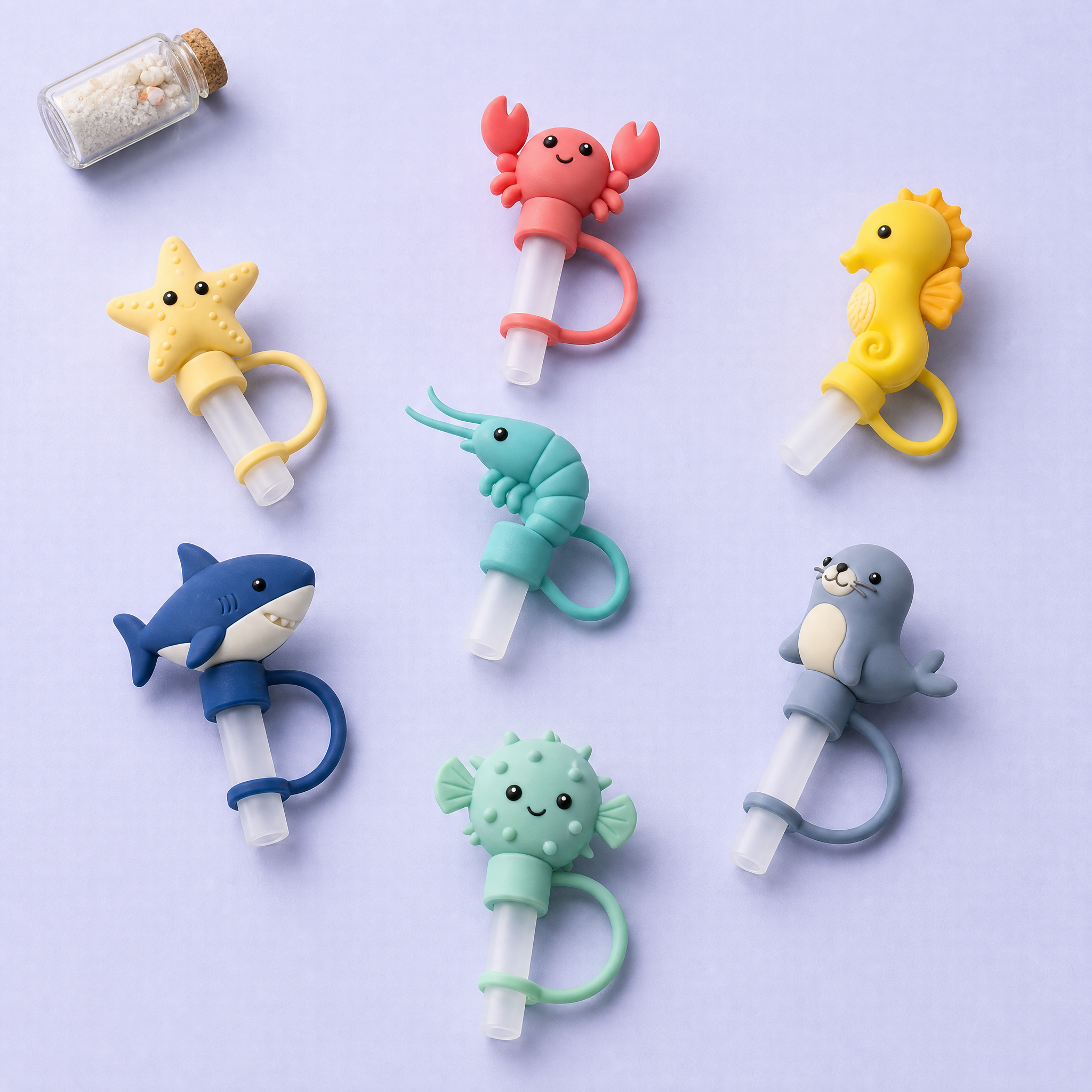 Custom Sea Life Silicone Straw Covers for Stanley Cup 30 & 40 oz · 3D Animal Straw Toppers Wholesale