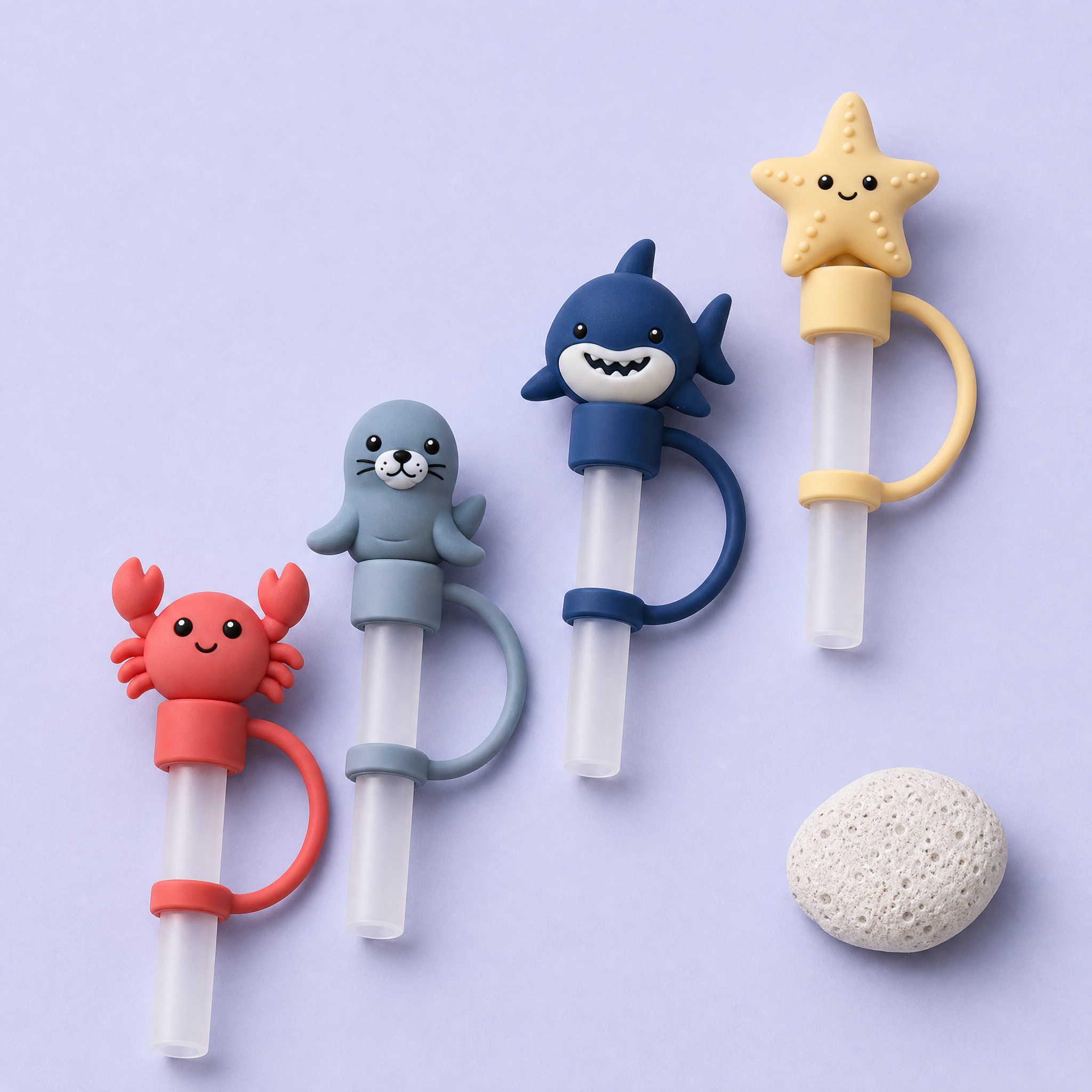 Custom Sea Life Silicone Straw Covers for Stanley Cup 30 & 40 oz · 3D Animal Straw Toppers Wholesale
