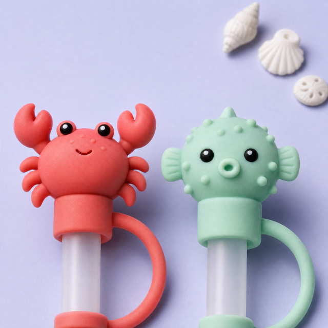 Custom Sea Life Silicone Straw Covers for Stanley Cup 30 & 40 oz · 3D Animal Straw Toppers Wholesale
