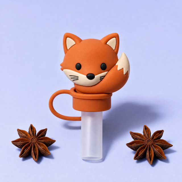 Custom Woodland Animal Silicone Straw Covers for Stanley Cup 30 & 40 oz · 3D Forest Creature Straw Toppers Wholesale