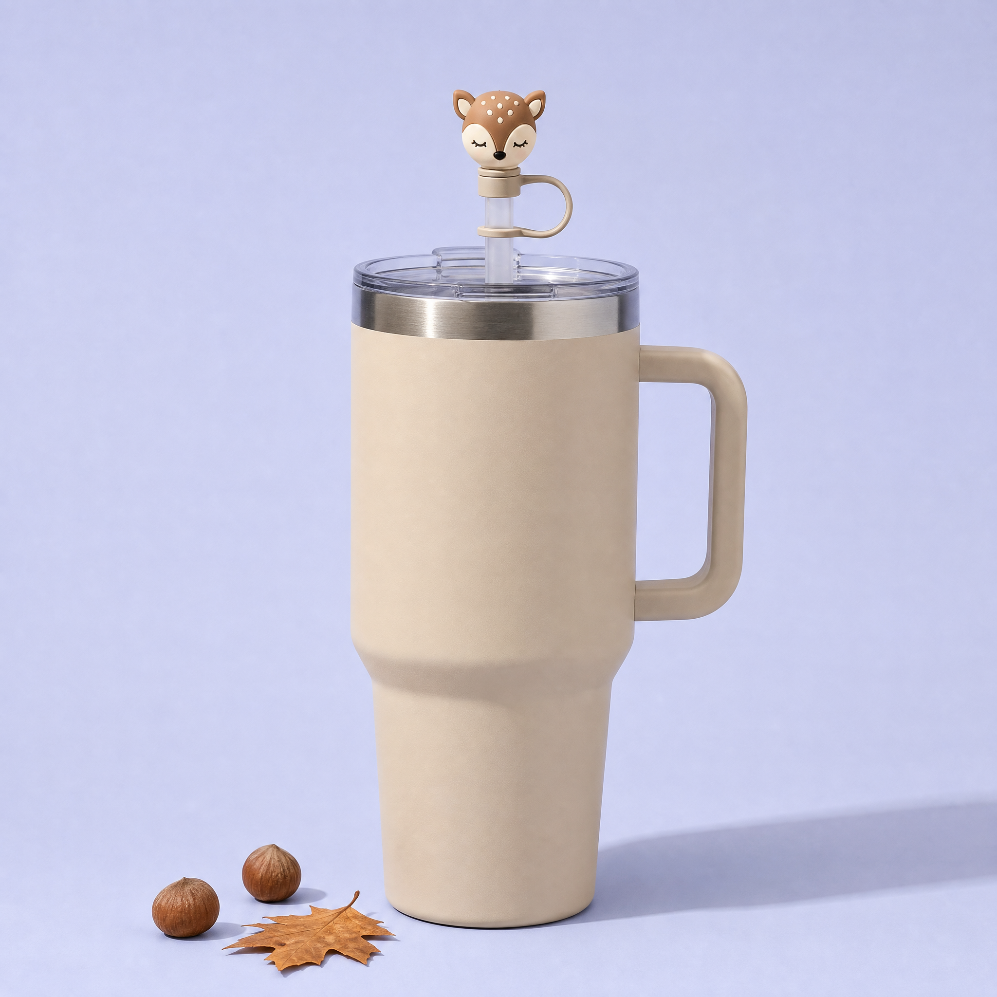 Custom Woodland Animal Silicone Straw Covers for Stanley Cup 30 & 40 oz · 3D Forest Creature Straw Toppers Wholesale