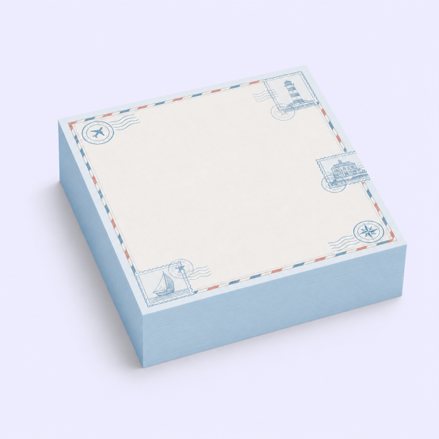 Custom Travel Check-In Memo Pad - Vintage Airmail & Postmark Souvenir Sticky Notes