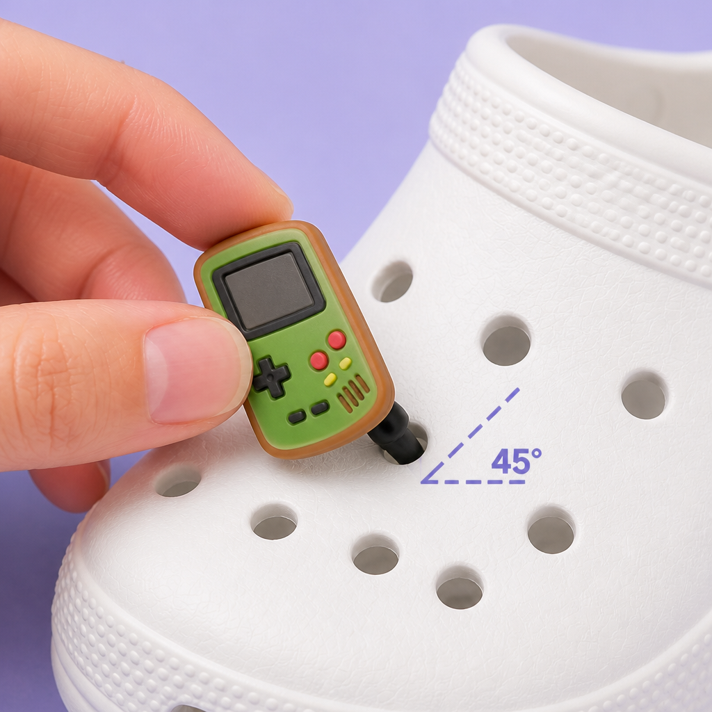 Custom 8-Bit Pixel & Retro Arcade Clog Charms · 2.5D PVC Video Game Shoe Pins Wholesale