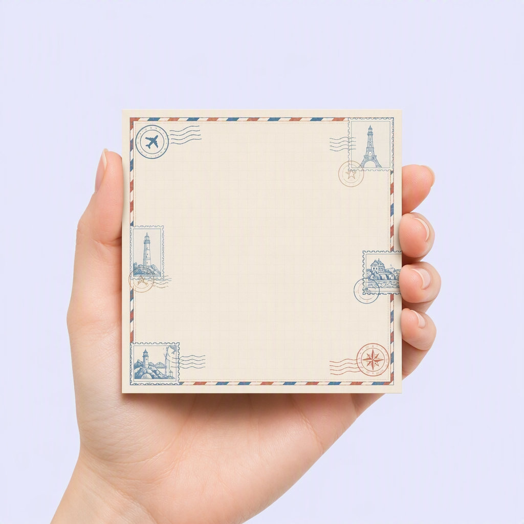 Custom Travel Check-In Memo Pad - Vintage Airmail & Postmark Souvenir Sticky Notes
