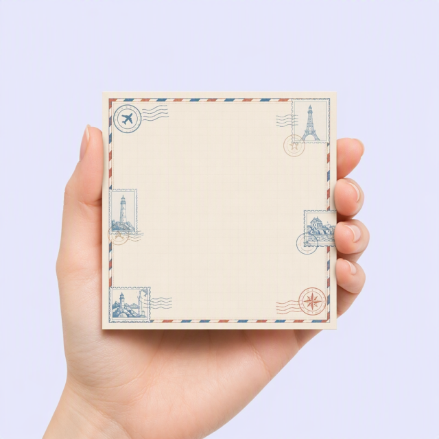 Custom Travel Check-In Memo Pad - Vintage Airmail & Postmark Souvenir Sticky Notes