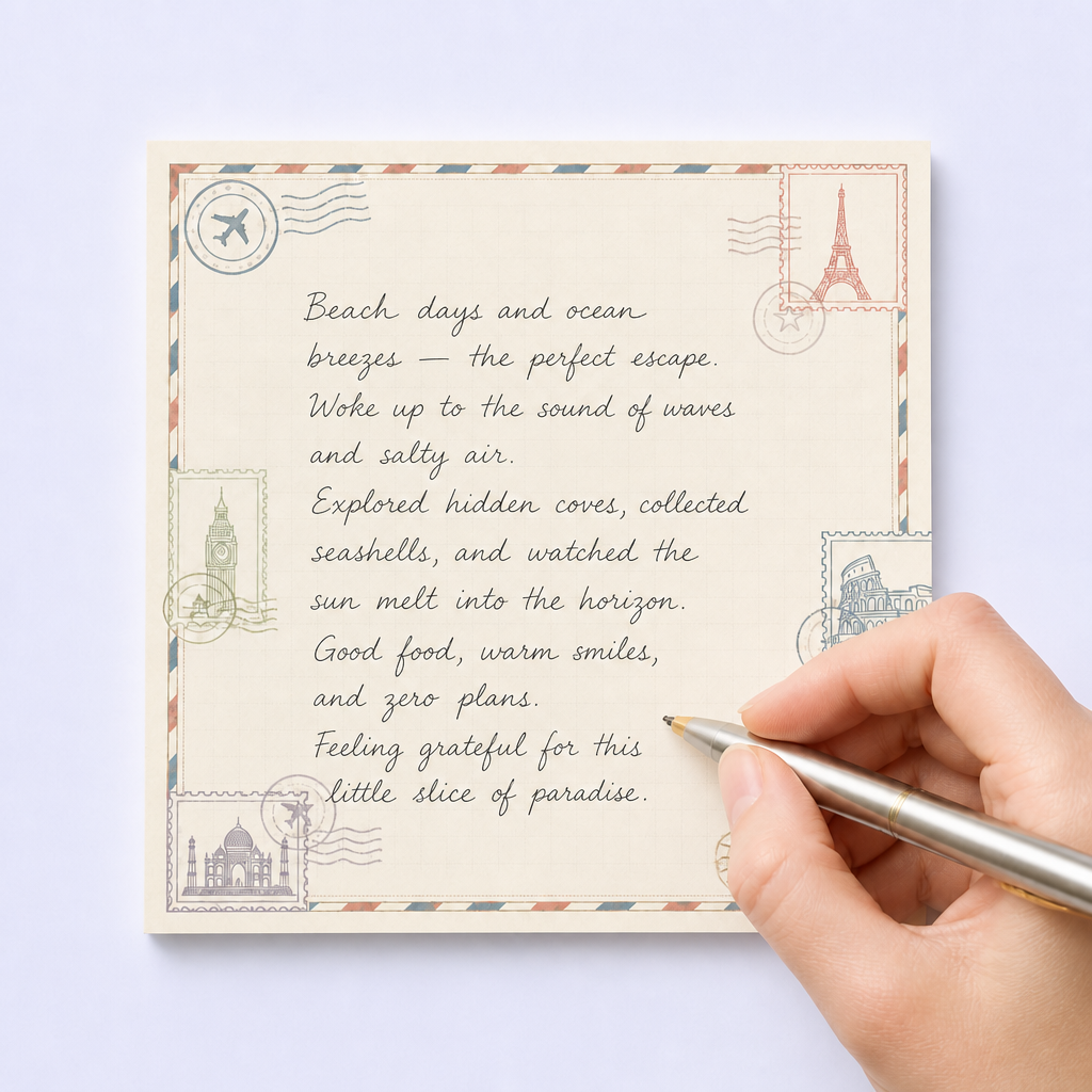 Custom Travel Check-In Memo Pad - Vintage Airmail & Postmark Souvenir Sticky Notes