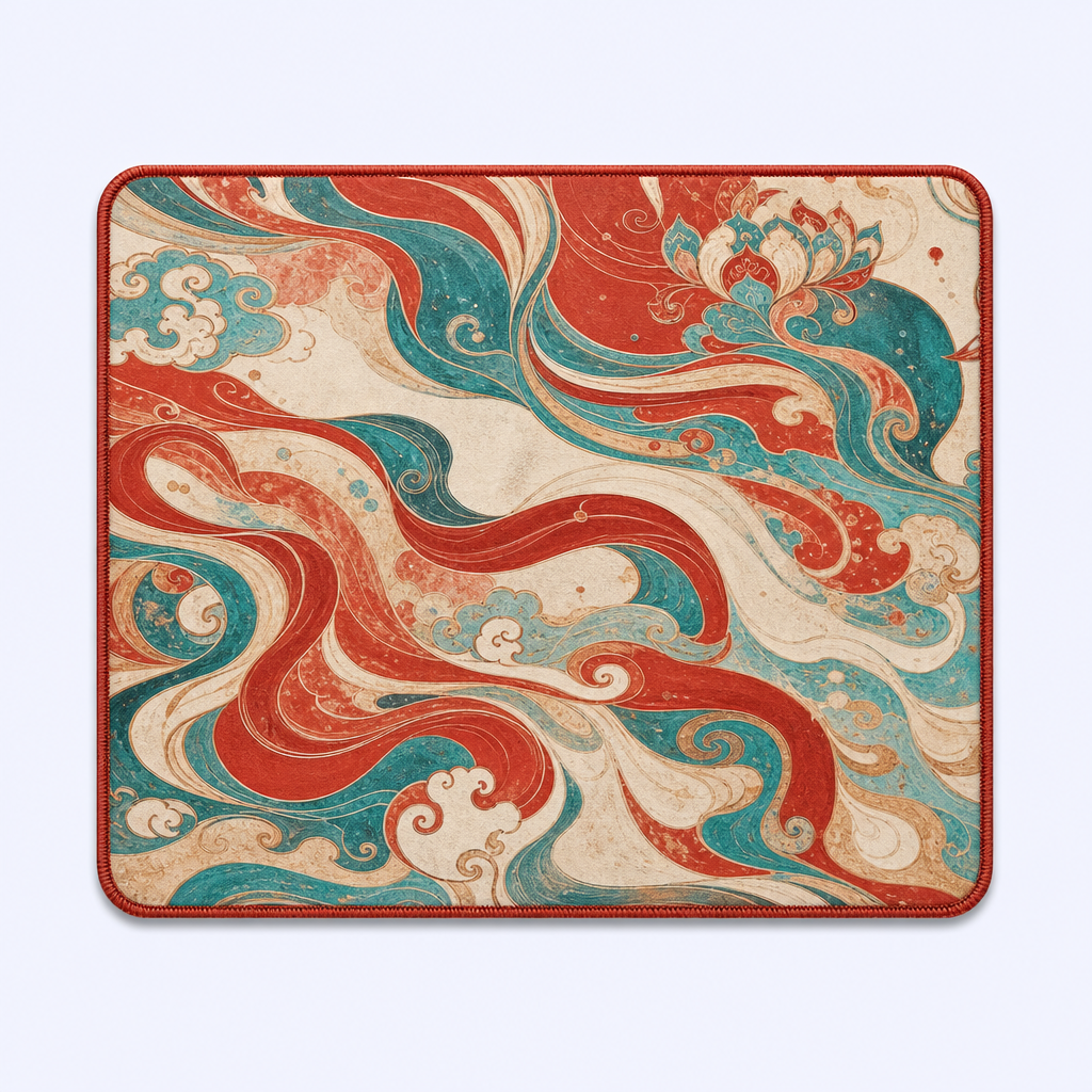 STANDARD GIFTS Custom Oriental Aesthetic Desk Mat - Ultra-Smooth Micro-Weave Mouse Pad with Anti-Fray Stitched Edges