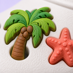 Custom Summer Beach Clog Charms · 2.5D PVC Palm Tree, Surfboard & Aloha Shoe Pins Wholesale