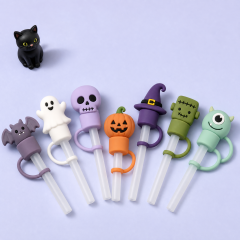 Custom Halloween Silicone Straw Covers for Stanley Cup 30 & 40 oz · 3D Spooky Ghost & Pumpkin Straw Toppers Wholesale