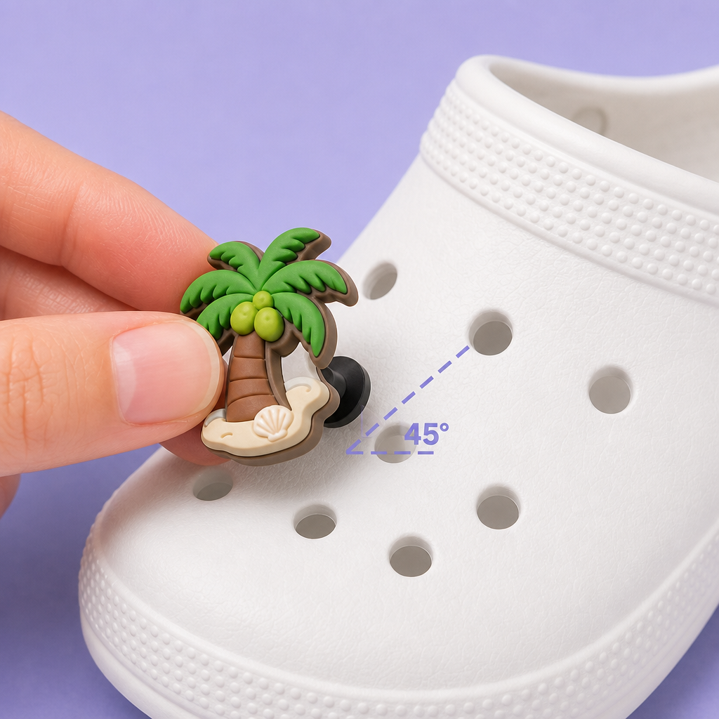 Custom Summer Beach Clog Charms · 2.5D PVC Palm Tree, Surfboard & Aloha Shoe Pins Wholesale