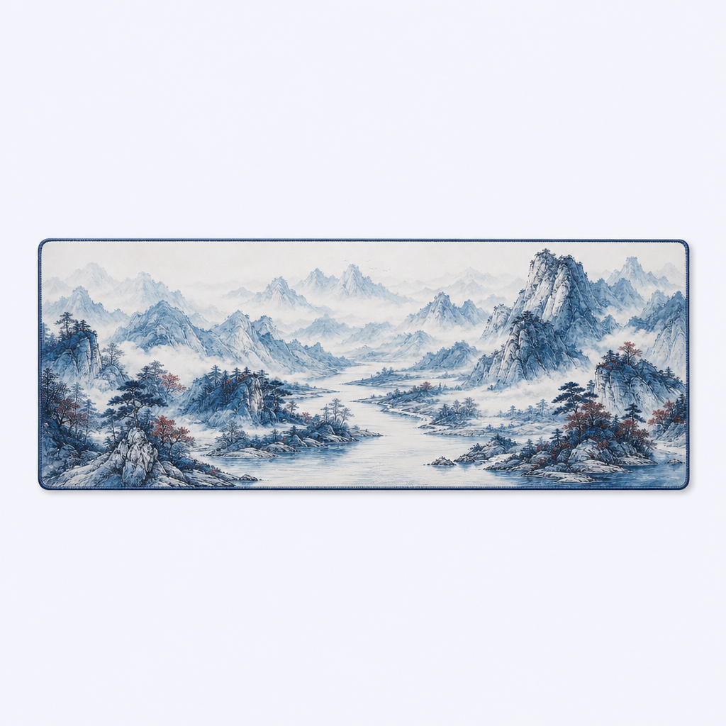 STANDARD GIFTS Custom Oriental Aesthetic Desk Mat - Ultra-Smooth Micro-Weave Mouse Pad with Anti-Fray Stitched Edges