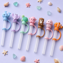 Custom Deep Sea Ocean Animal Silicone Straw Covers for Stanley Cup 30 & 40 oz · 3D Whale, Turtle & Otter Straw Toppers Wholesale