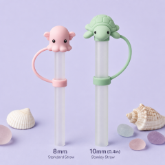 Custom Deep Sea Ocean Animal Silicone Straw Covers for Stanley Cup 30 & 40 oz · 3D Whale, Turtle & Otter Straw Toppers Wholesale