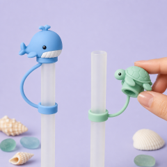 Custom Deep Sea Ocean Animal Silicone Straw Covers for Stanley Cup 30 & 40 oz · 3D Whale, Turtle & Otter Straw Toppers Wholesale