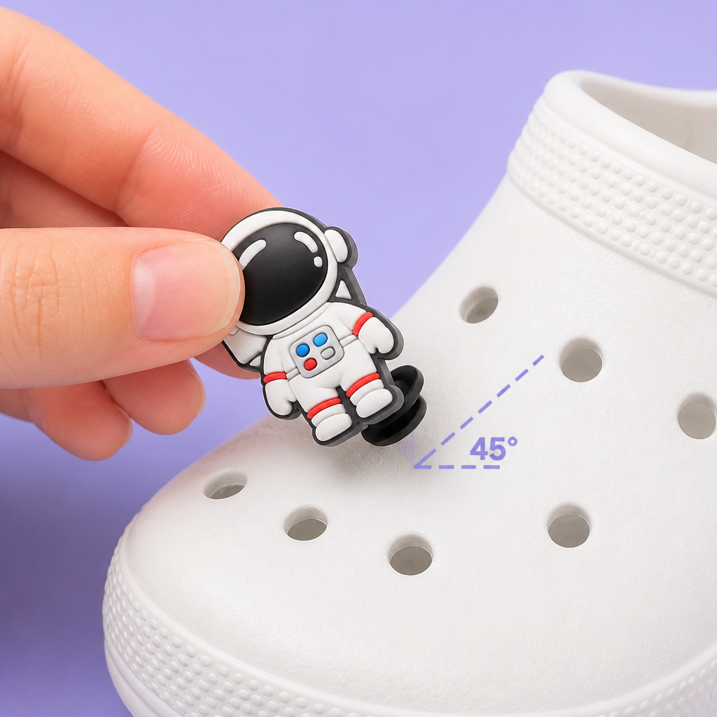 Custom Space & Galaxy Clog Charms · 2.5D PVC Astronaut, Planet & Rocket Shoe Pins Wholesale