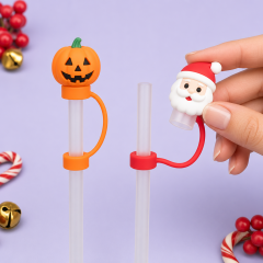 Custom Christmas & Halloween Silicone Straw Covers for Stanley Cup 30 & 40 oz · 3D Holiday Straw Toppers Wholesale