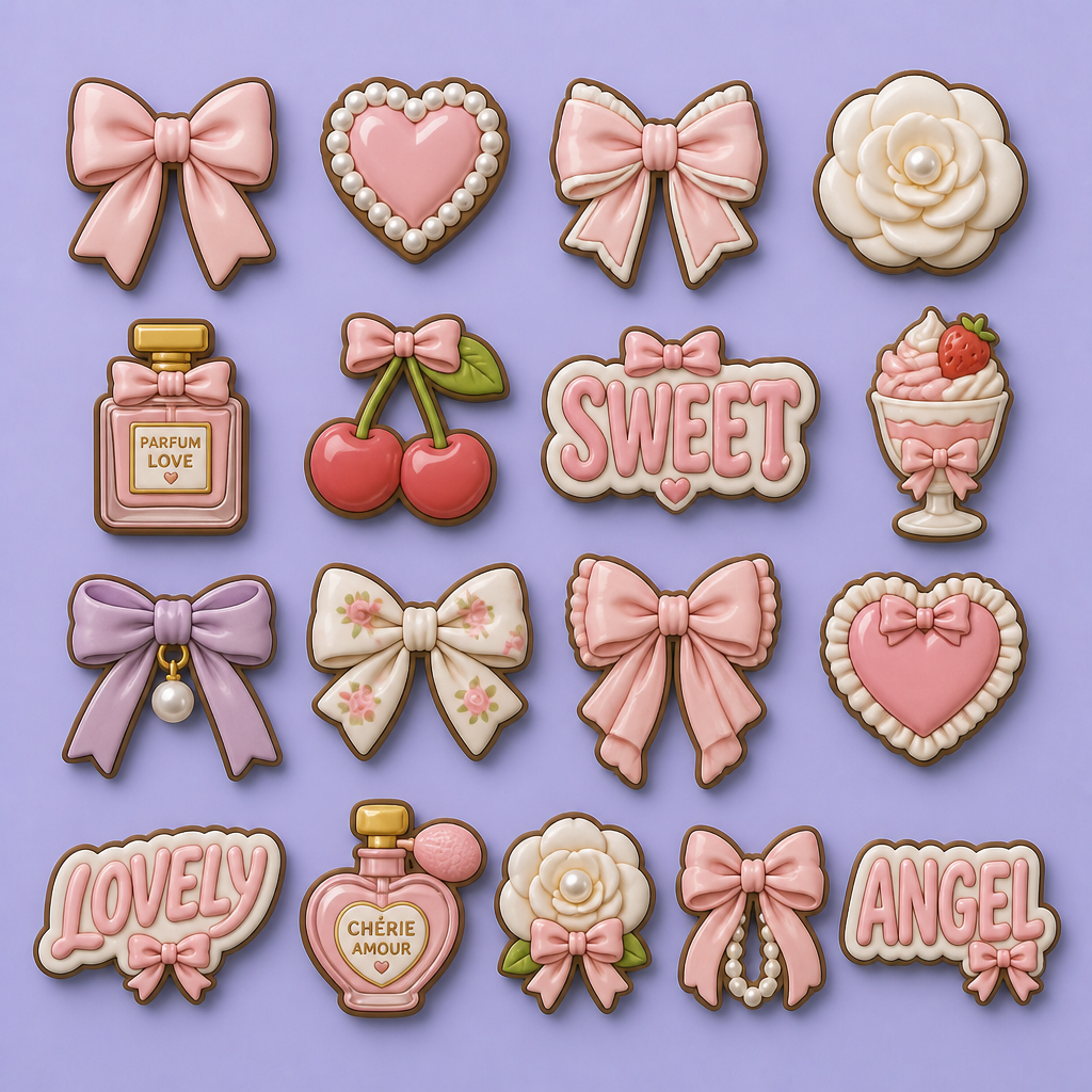 Custom Blush Bow & Pearl Clog Charms · 2.5D PVC Ribbon & Camellia Flower Shoe Pins Wholesale