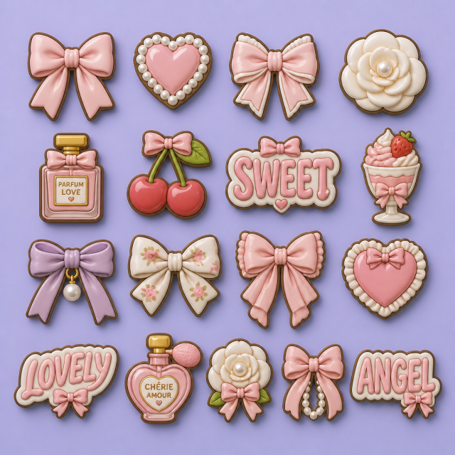 Custom Blush Bow & Pearl Clog Charms · 2.5D PVC Ribbon & Camellia Flower Shoe Pins Wholesale