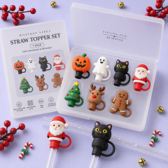 Custom Christmas & Halloween Silicone Straw Covers for Stanley Cup 30 & 40 oz · 3D Holiday Straw Toppers Wholesale