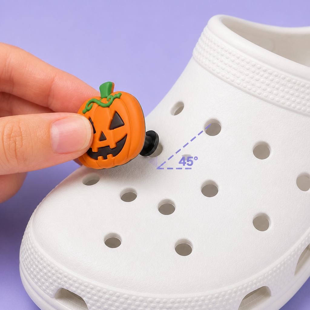 Custom Halloween Clog Charms · 2.5D PVC Pumpkin, Ghost & Witch Hat Shoe Pins Wholesale